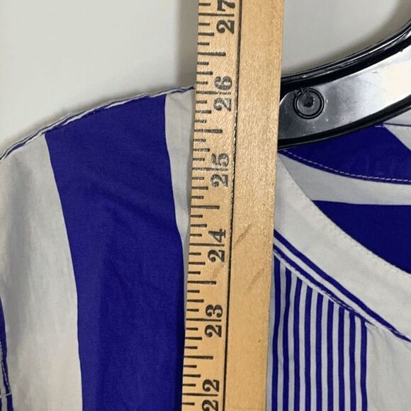 Re-imagined X J.Crew Women's Blue/White Stripes Quarter Button Long Sleeve Top S - Picture 5 of 8